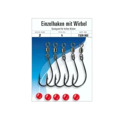 Jenzi Einzelhaken mit Wirbel und Perle