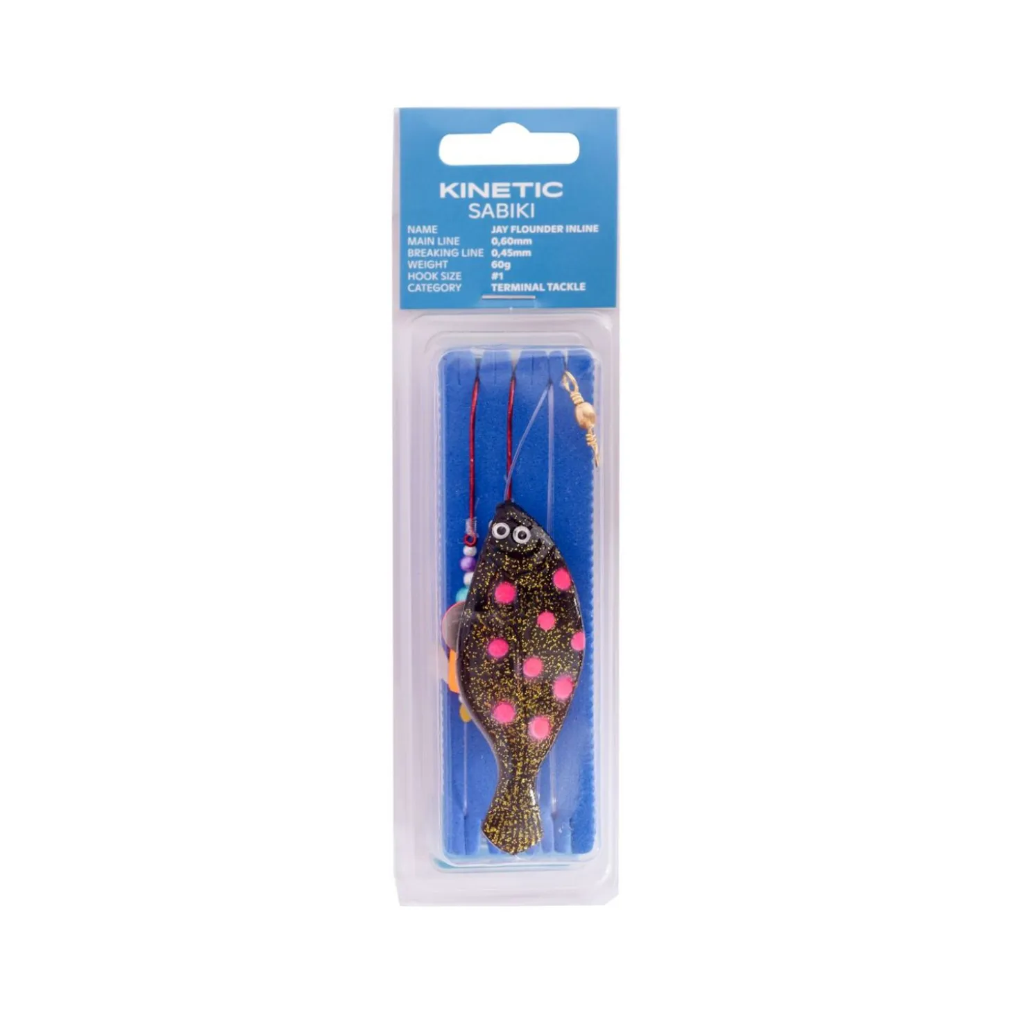 KINETIC SABIKI JAY FLOUNDER INLINE 90G #1 115CM BLACK/RED DOTS