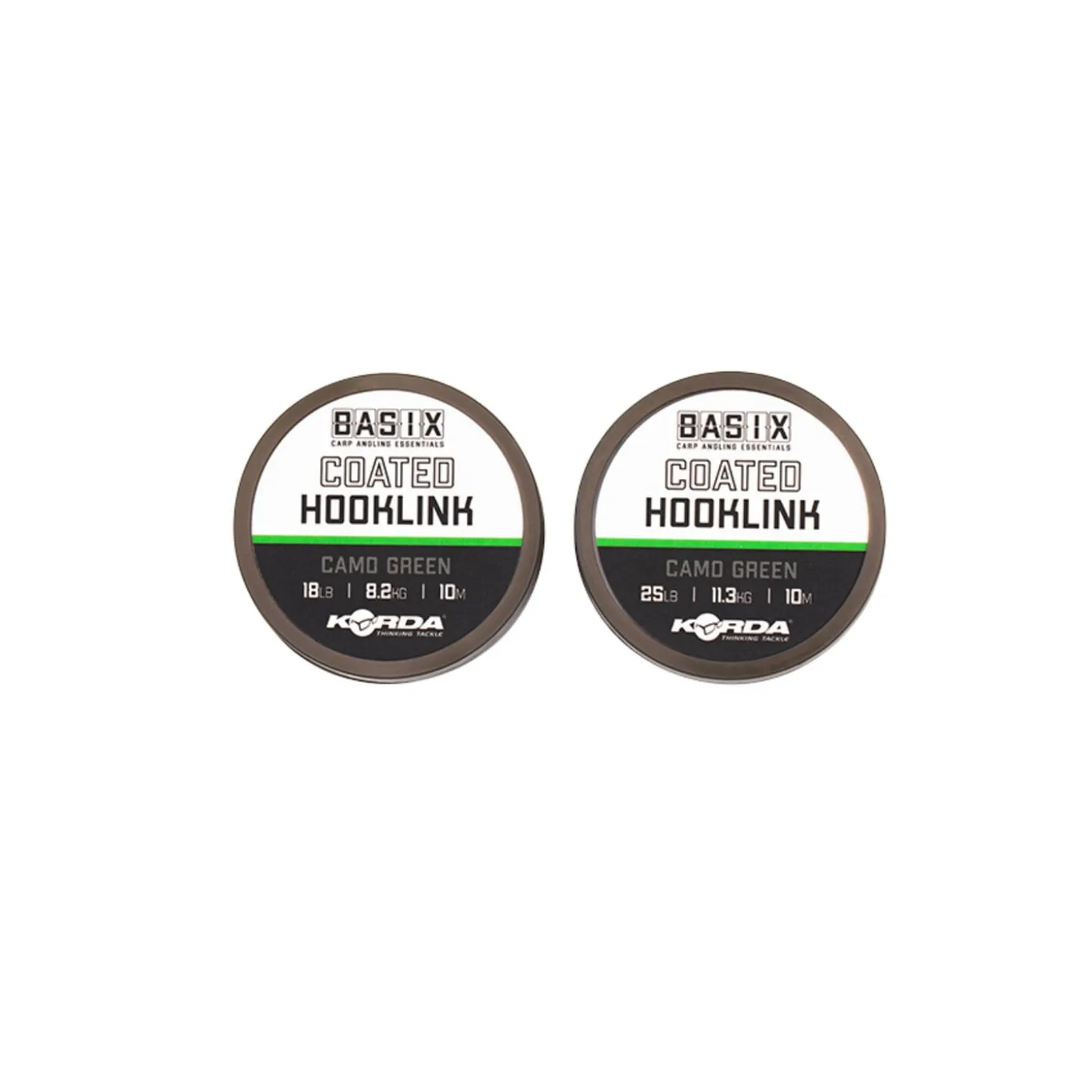 Korda Basix Coated Hooklink Vorfachmaterial Camo Green 10 m